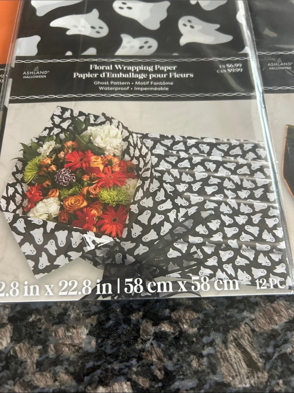 ASHLAND HALLOWEEN ASSORTED  FLORAL WRAPPING PAPER LOT OF 3 NWT